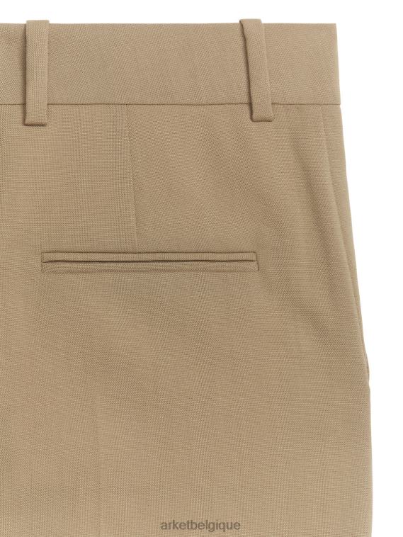 ARKET pantalon large en laine hopsack femmes Beige foncé T46DR214 vêtements