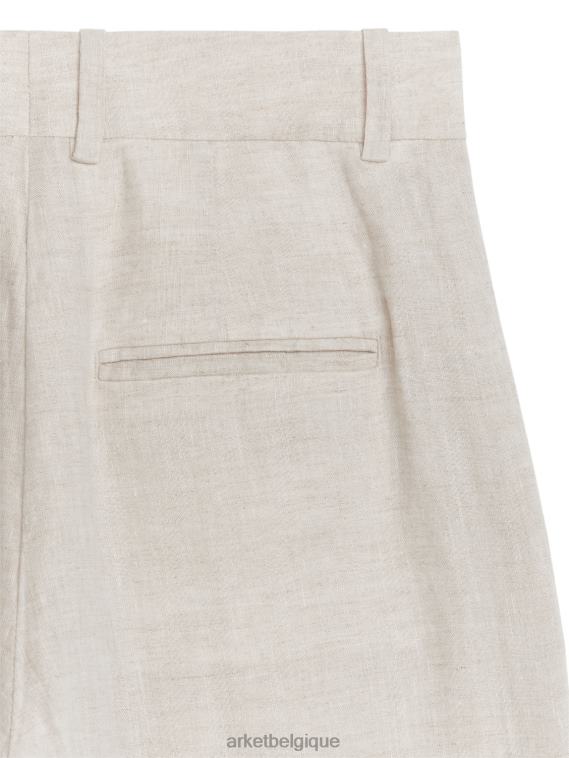 ARKET pantalon large en lin femmes beige clair T46DR194 vêtements