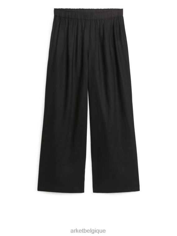 ARKET pantalon large en lin femmes noir T46DR169 vêtements