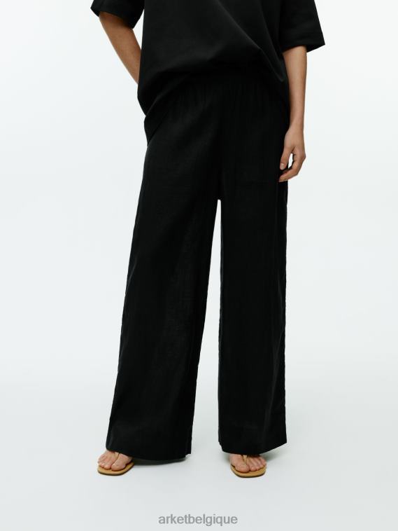 ARKET pantalon large en lin femmes noir T46DR169 vêtements