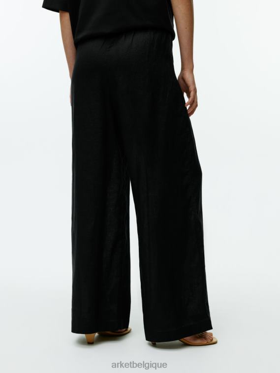 ARKET pantalon large en lin femmes noir T46DR169 vêtements