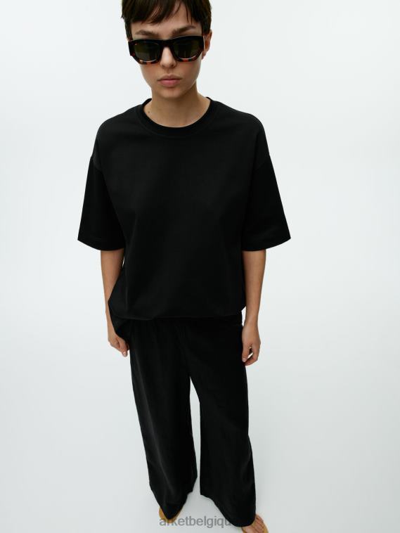 ARKET pantalon large en lin femmes noir T46DR169 vêtements