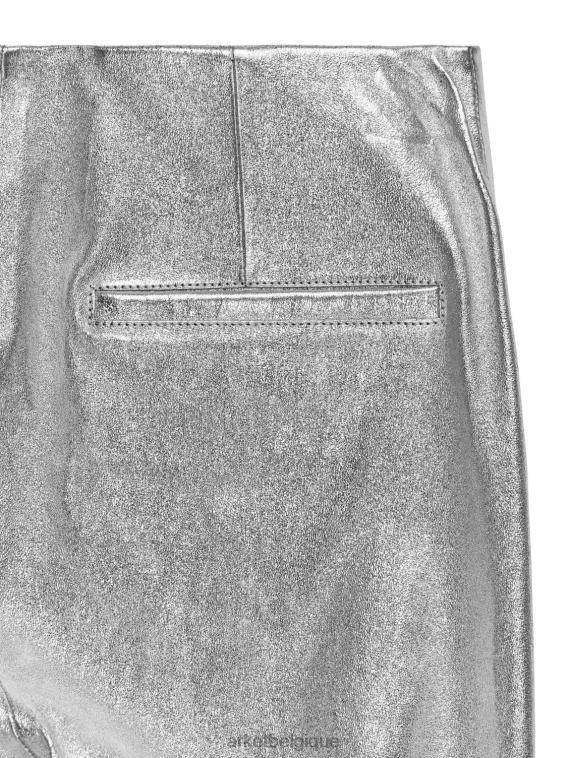 ARKET pantalon raccourci en cuir stretch femmes argent T46DR219 vêtements