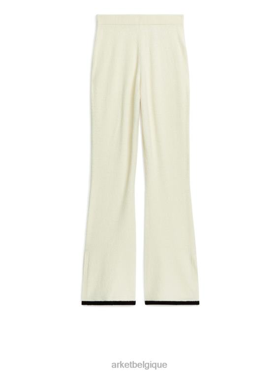 ARKET pantalon évasé bouclé femmes blanc cassé/noir T46DR220 vêtements
