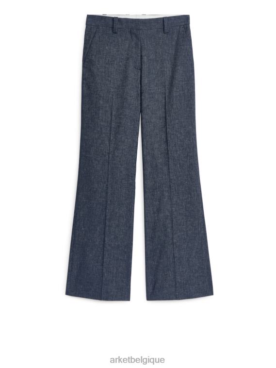 ARKET pantalon évasé en lin femmes bleu T46DR205 vêtements