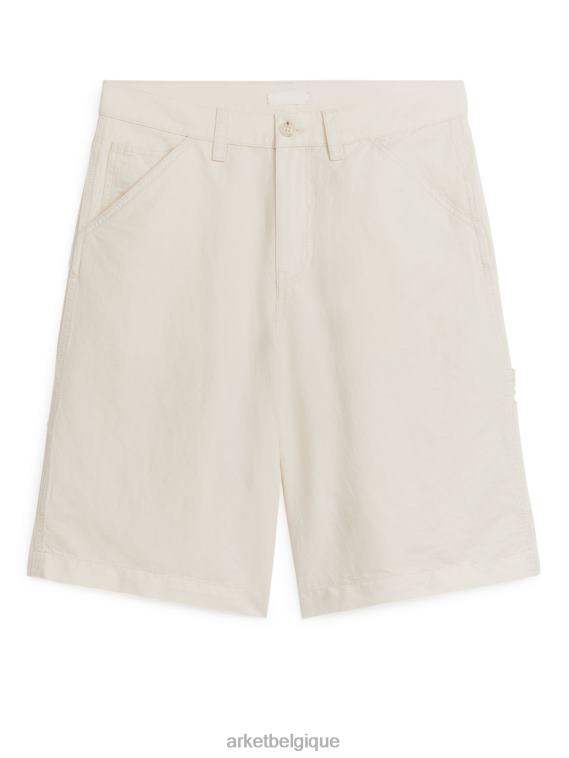 ARKET short de travail en coton et lin femmes blanc cassé T46DR188 vêtements