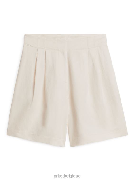 ARKET short oversize en lin mélangé femmes blanc cassé T46DR184 vêtements