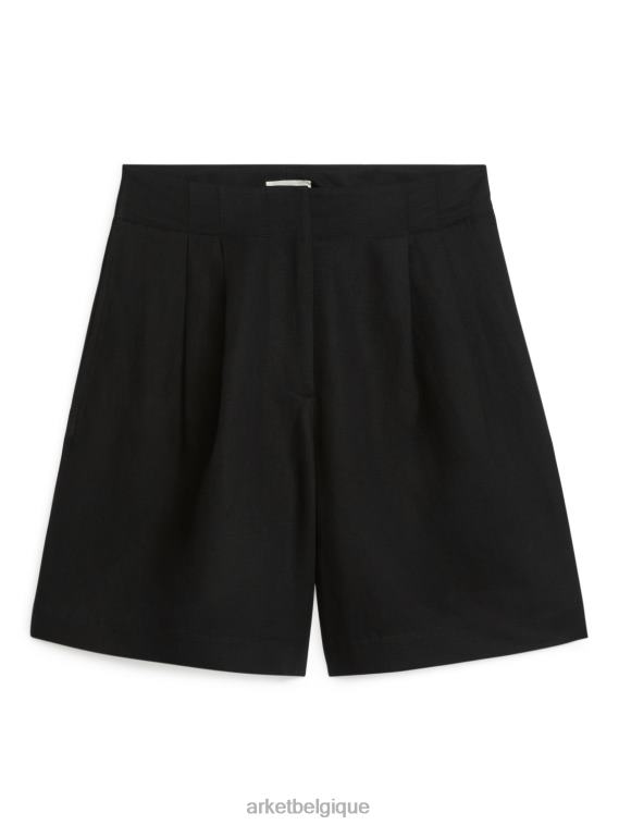 ARKET short oversize en lin mélangé femmes noir T46DR186 vêtements