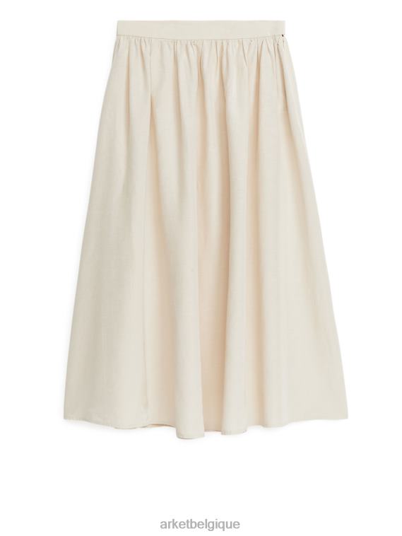 ARKET jupe en lin mélangé texturé femmes blanc cassé T46DR252 vêtements