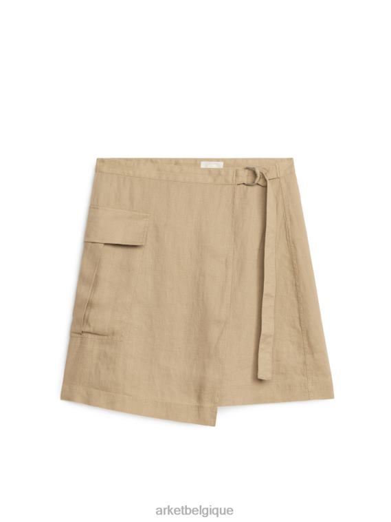 ARKET jupe en lin utilitaire femmes Beige foncé T46DR237 vêtements