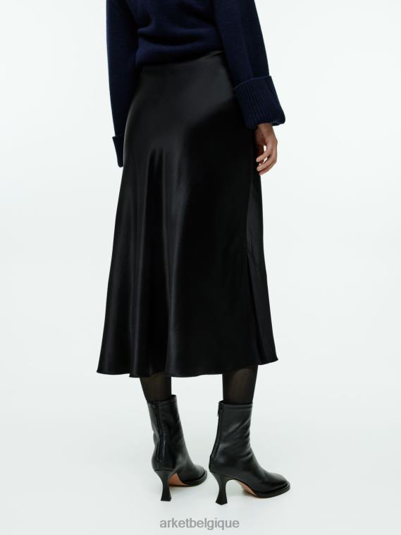 ARKET jupe en satin coupée en biais femmes noir T46DR241 vêtements
