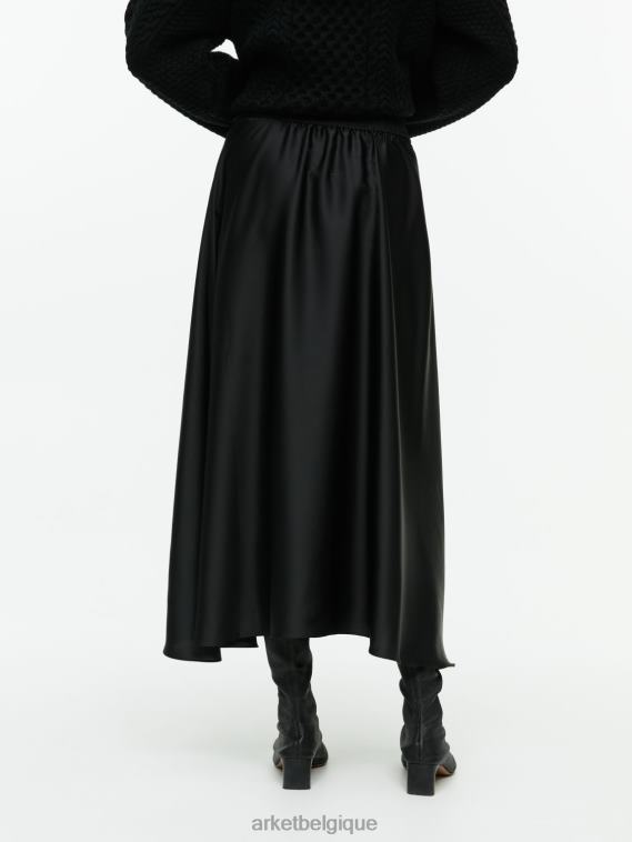 ARKET jupe mi-longue en satin femmes noir T46DR243 vêtements