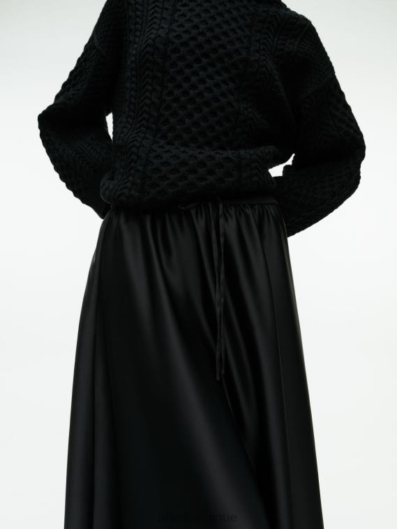 ARKET jupe mi-longue en satin femmes noir T46DR243 vêtements