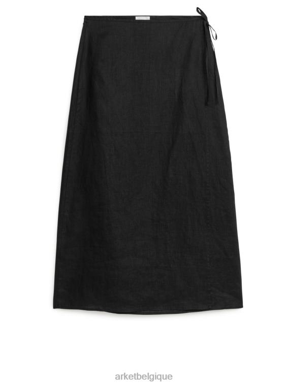 ARKET jupe portefeuille en lin femmes noir T46DR256 vêtements