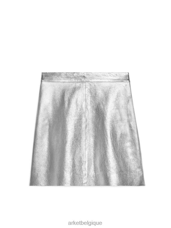 ARKET mini-jupe en cuir femmes argent T46DR270 vêtements