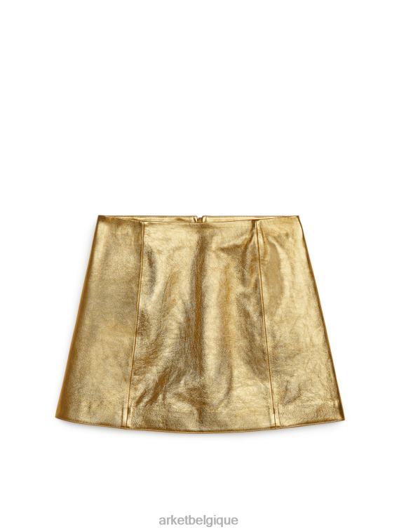 ARKET mini-jupe en cuir femmes or T46DR265 vêtements