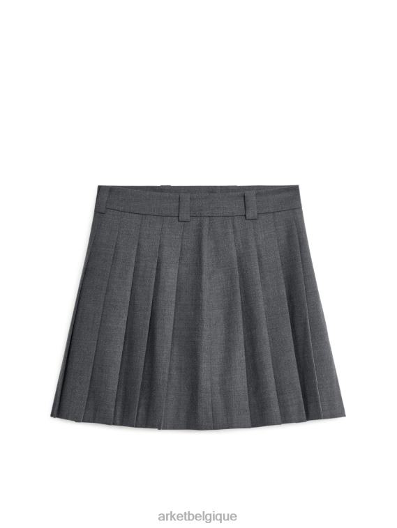 ARKET mini-jupe plissée en laine mélangée femmes gris mélangé T46DR267 vêtements
