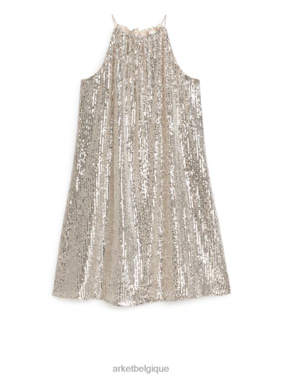 ARKET robe à bretelles en sequins femmes argent T46DR79 vêtements