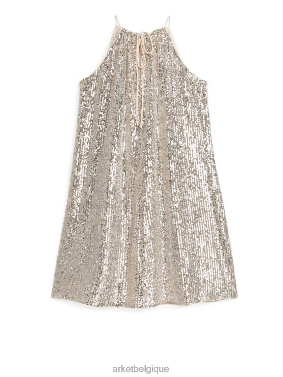 ARKET robe à bretelles en sequins femmes argent T46DR79 vêtements