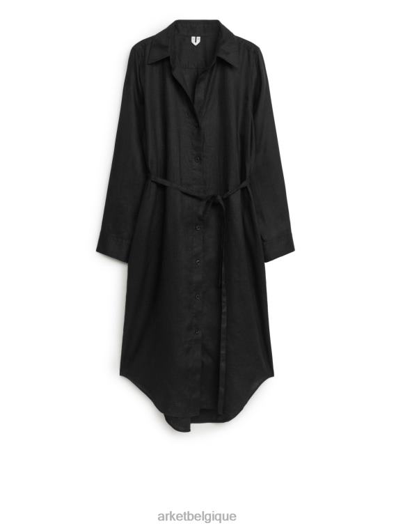 ARKET robe chemise en lin femmes noir T46DR69 vêtements