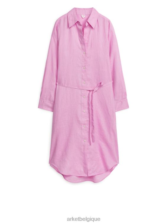 ARKET robe chemise en lin femmes rose T46DR113 vêtements