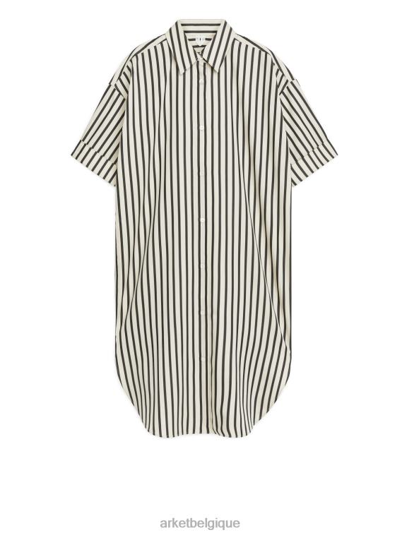 ARKET robe-chemise en popeline femmes blanc cassé/noir T46DR71 vêtements