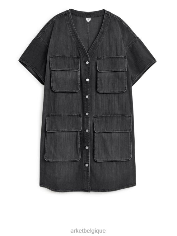 ARKET robe en jean utilitaire femmes noir délavé T46DR84 vêtements