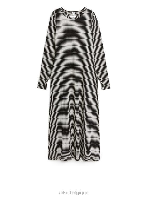 ARKET robe en jersey rayé femmes noir blanc T46DR131 vêtements