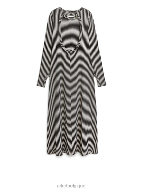 ARKET robe en jersey rayé femmes noir blanc T46DR131 vêtements