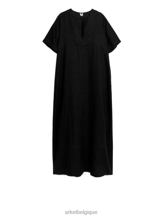 ARKET robe longue en lin femmes noir T46DR105 vêtements