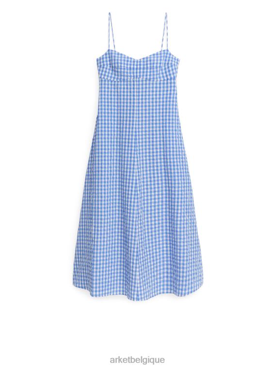 ARKET robe midi à bretelles en coton femmes bleu blanc T46DR92 vêtements