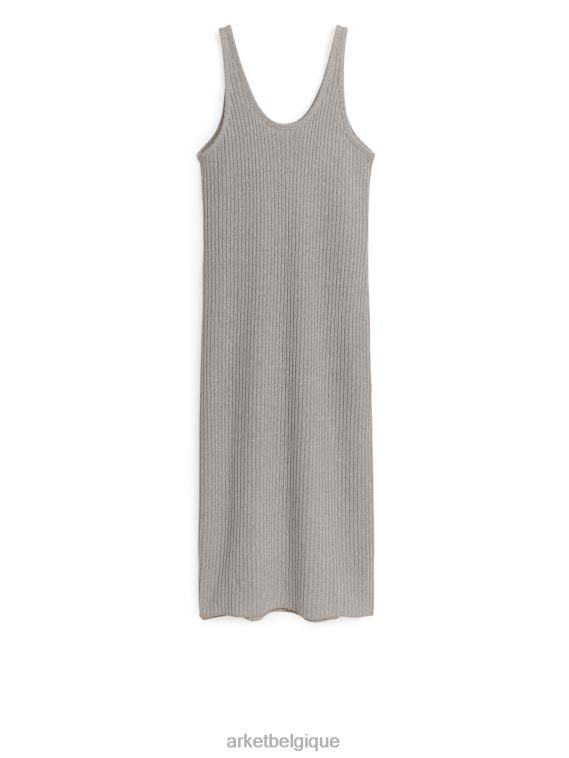 ARKET robe midi en maille côtelée femmes taupe T46DR90 vêtements
