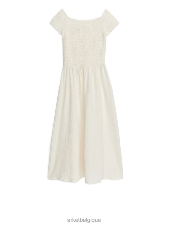ARKET robe smockée à épaules dénudées femmes blanc cassé T46DR120 vêtements