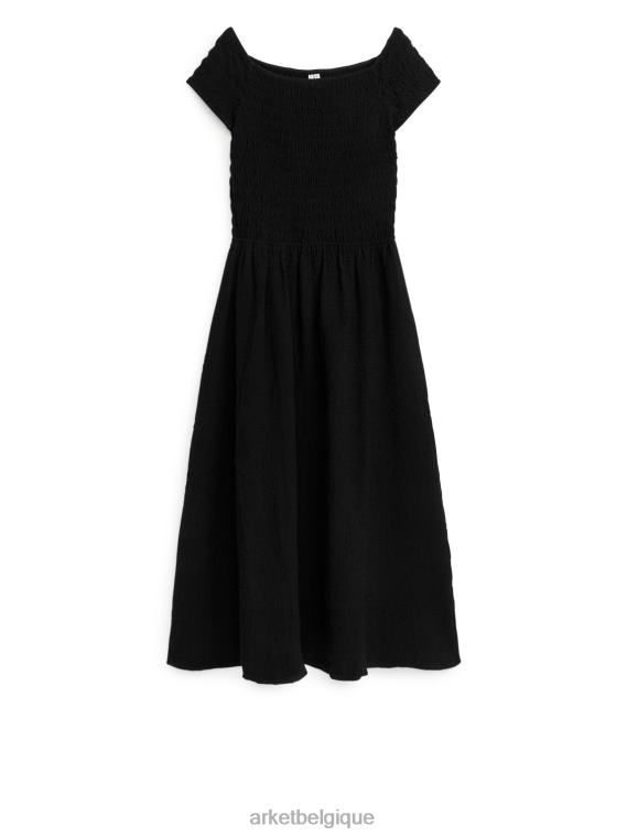 ARKET robe smockée à épaules dénudées femmes noir T46DR104 vêtements