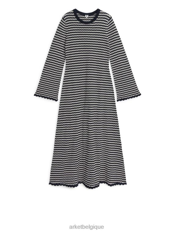 ARKET robe tricotée femmes blanc cassé/bleu foncé T46DR132 vêtements