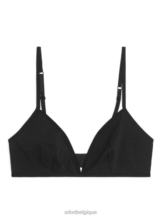 ARKET soutien-gorge doux en coton femmes noir T46DR553 vêtements