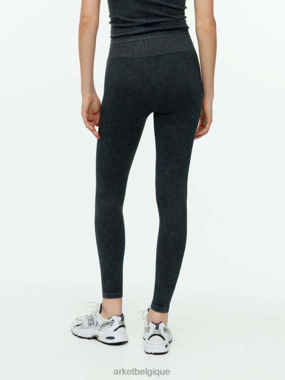 ARKET collants côtelés sans couture femmes noir délavé T46DR508 vêtements