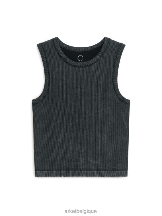ARKET débardeur côtelé sans couture femmes noir délavé T46DR507 vêtements