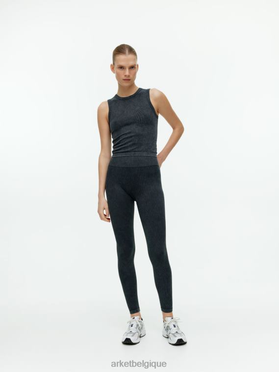 ARKET débardeur côtelé sans couture femmes noir délavé T46DR507 vêtements