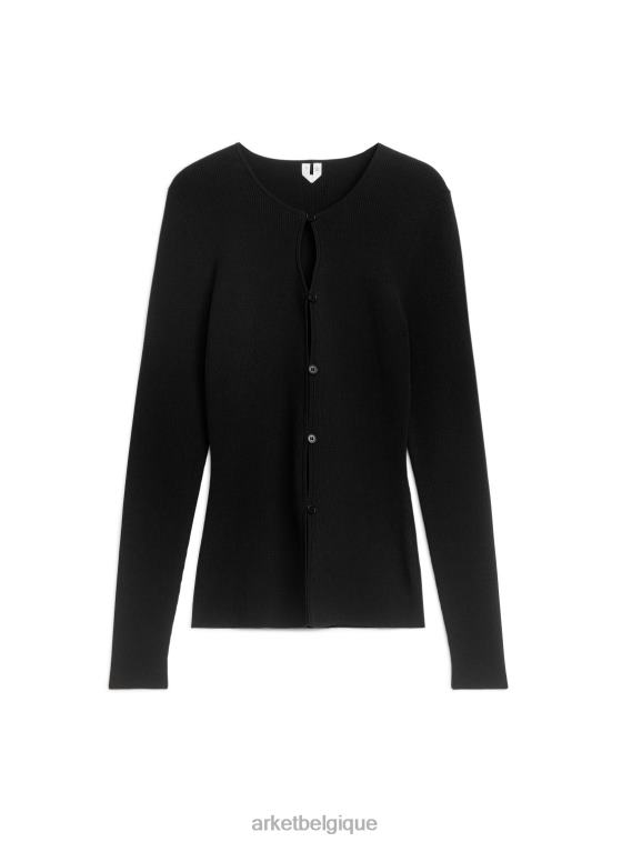 ARKET cardigan côtelé coupe slim femmes noir T46DR402 vêtements