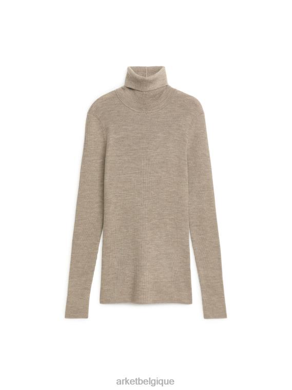 ARKET col roulé en laine mérinos femmes beige mélangé T46DR350 vêtements