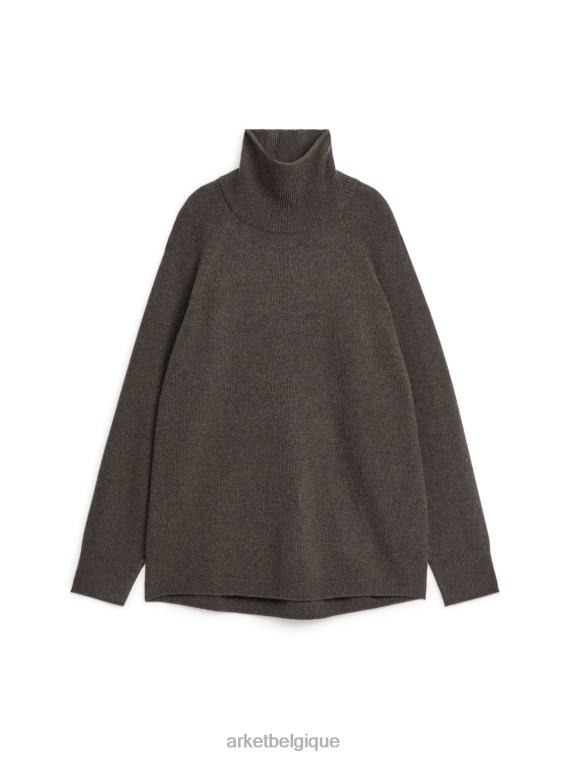 ARKET pull à col roulé en cachemire à manches raglan femmes marron foncé T46DR438 vêtements