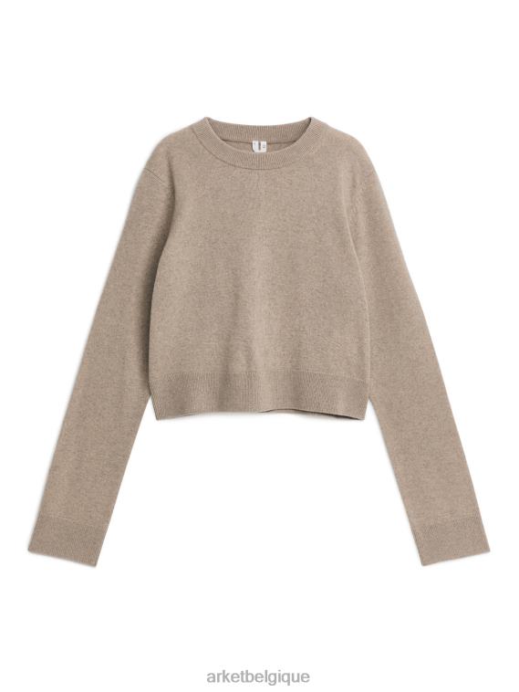 ARKET pull court en cachemire femmes beige T46DR429 vêtements