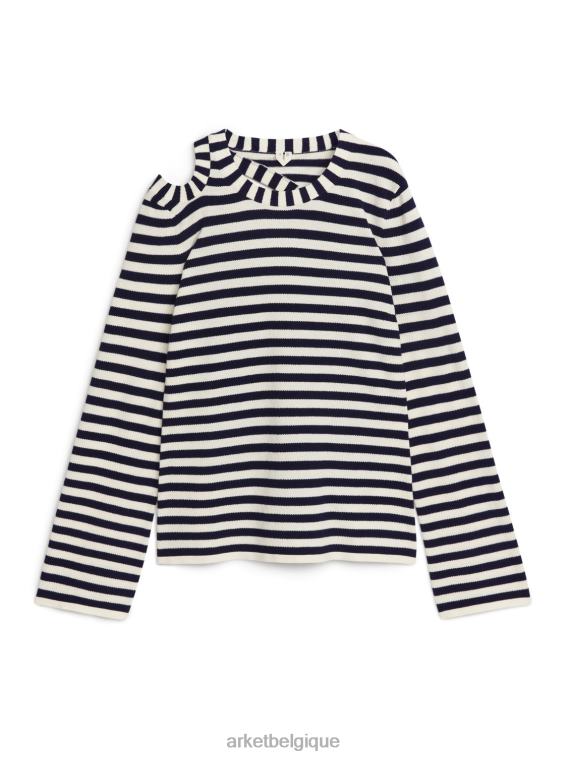 ARKET pull à découpes femmes blanc cassé/noir T46DR414 vêtements
