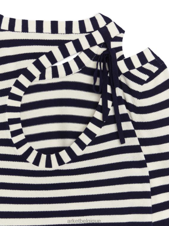ARKET pull à découpes femmes blanc cassé/noir T46DR414 vêtements