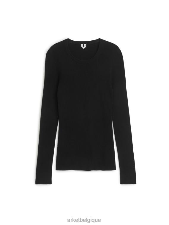 ARKET pull en coton côtelé femmes noir T46DR408 vêtements