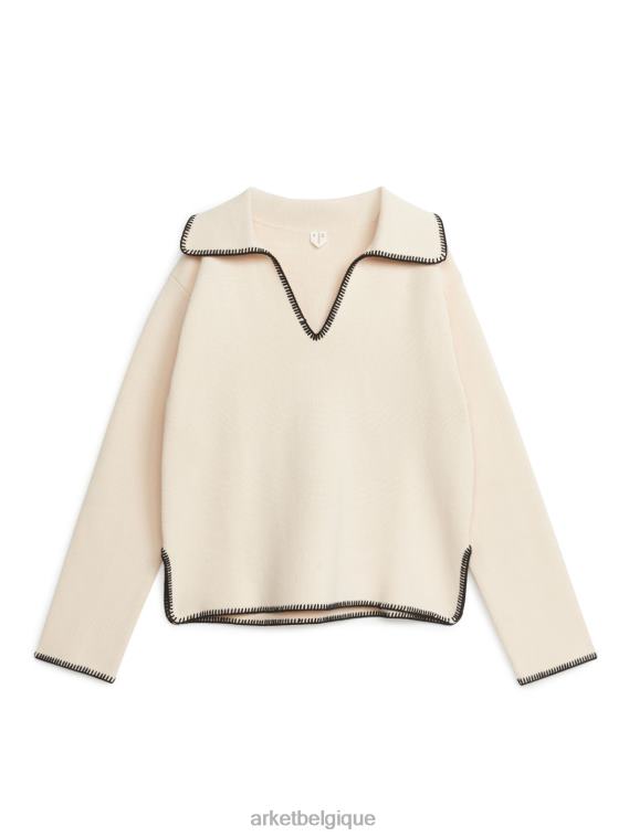 ARKET pull en coton femmes blanc cassé/noir T46DR401 vêtements