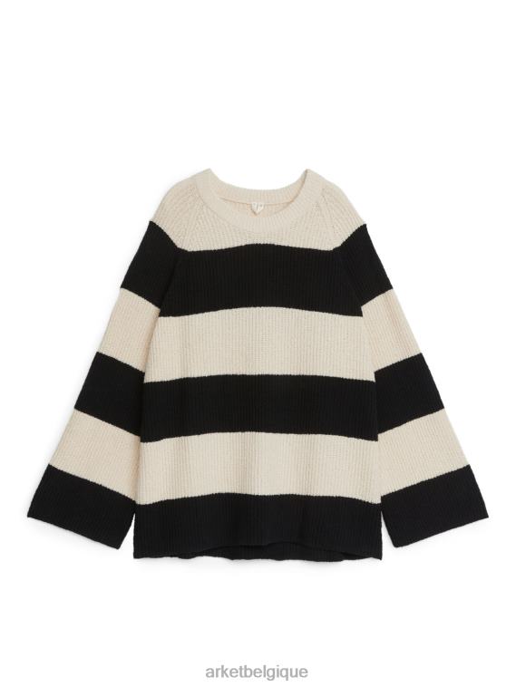 ARKET pull en coton mélangé femmes noir blanc T46DR399 vêtements