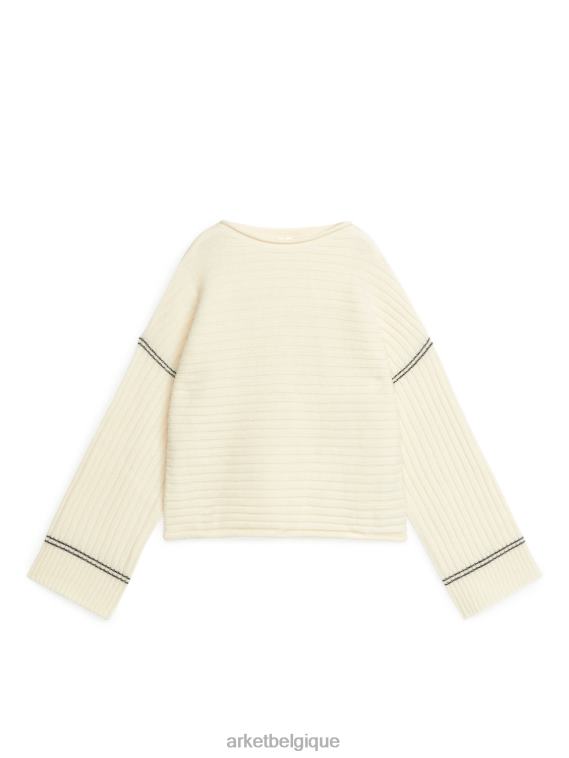 ARKET pull en laine côtelée femmes blanc cassé T46DR443 vêtements