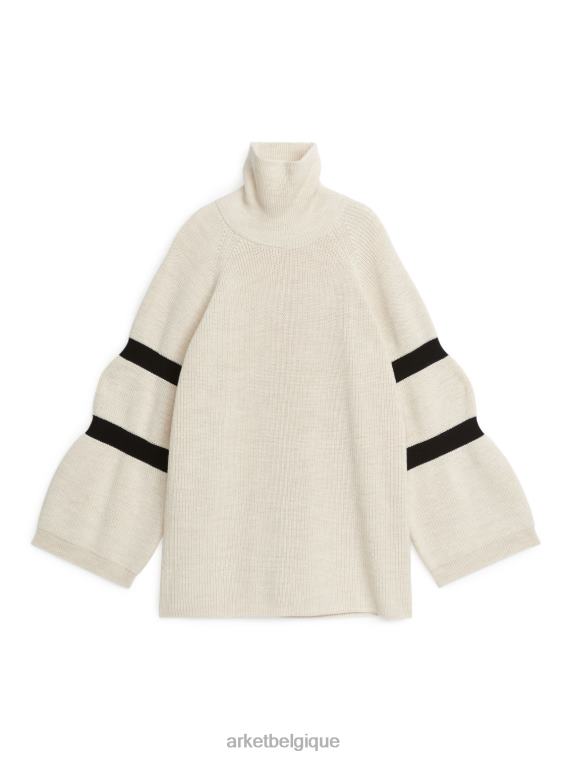 ARKET pull en laine et coton mélangés femmes blanc cassé/noir T46DR426 vêtements